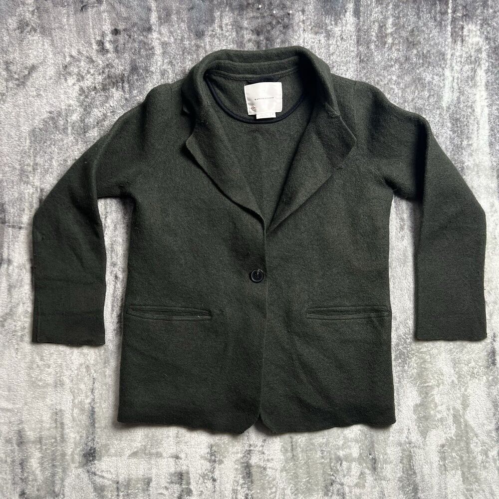 Anthropologie Coat Womens Gray Rani Medium Cotton Wool Blend Solid Blazer Jacket